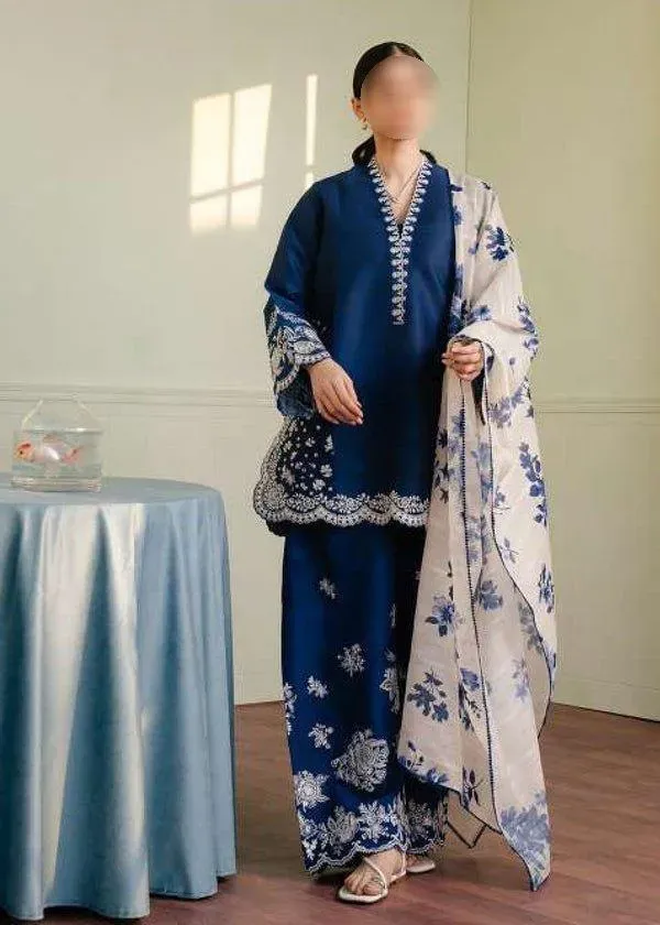 Blue Embroidered Lawn Shirt Set with Dupatta