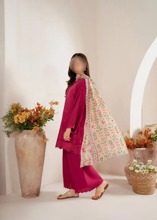 3 Pcs Women's Unstitched Chikankari Embroidered Suit