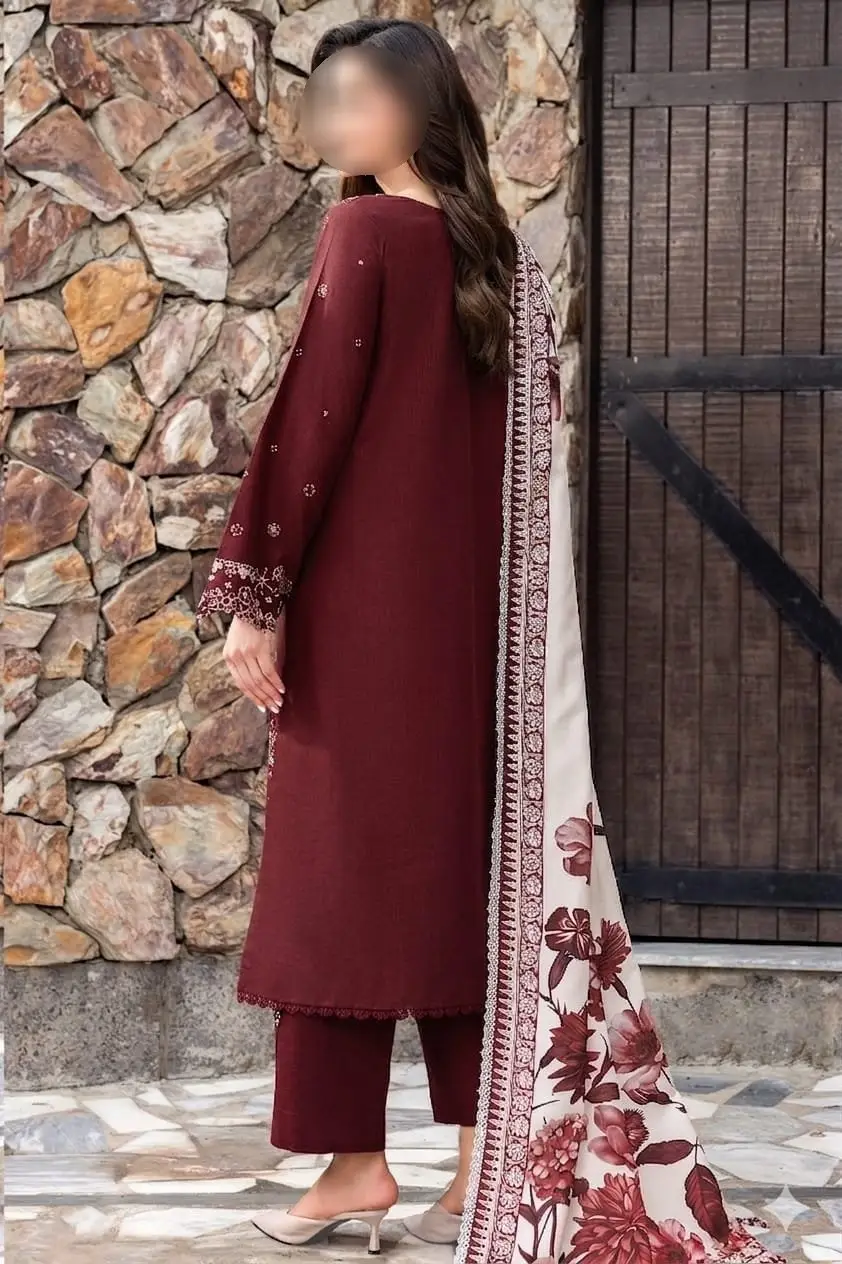 3 Pcs Women's Unstitched Embroidered Suit