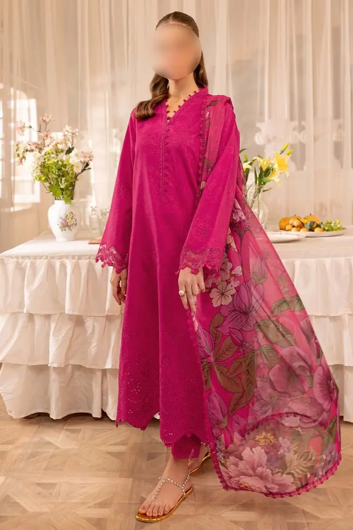 3 Pcs Women's Unstitched Embroidered Suit