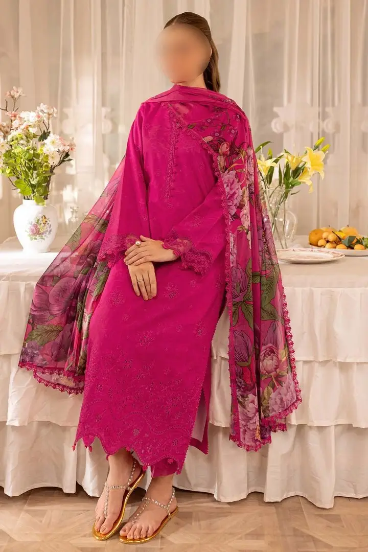 3 Pcs Women's Unstitched Embroidered Suit