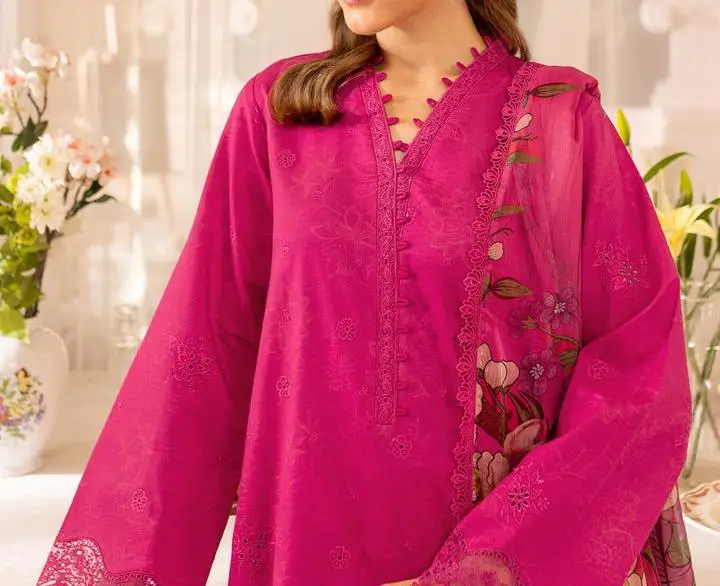3 Pcs Women's Unstitched Embroidered Suit