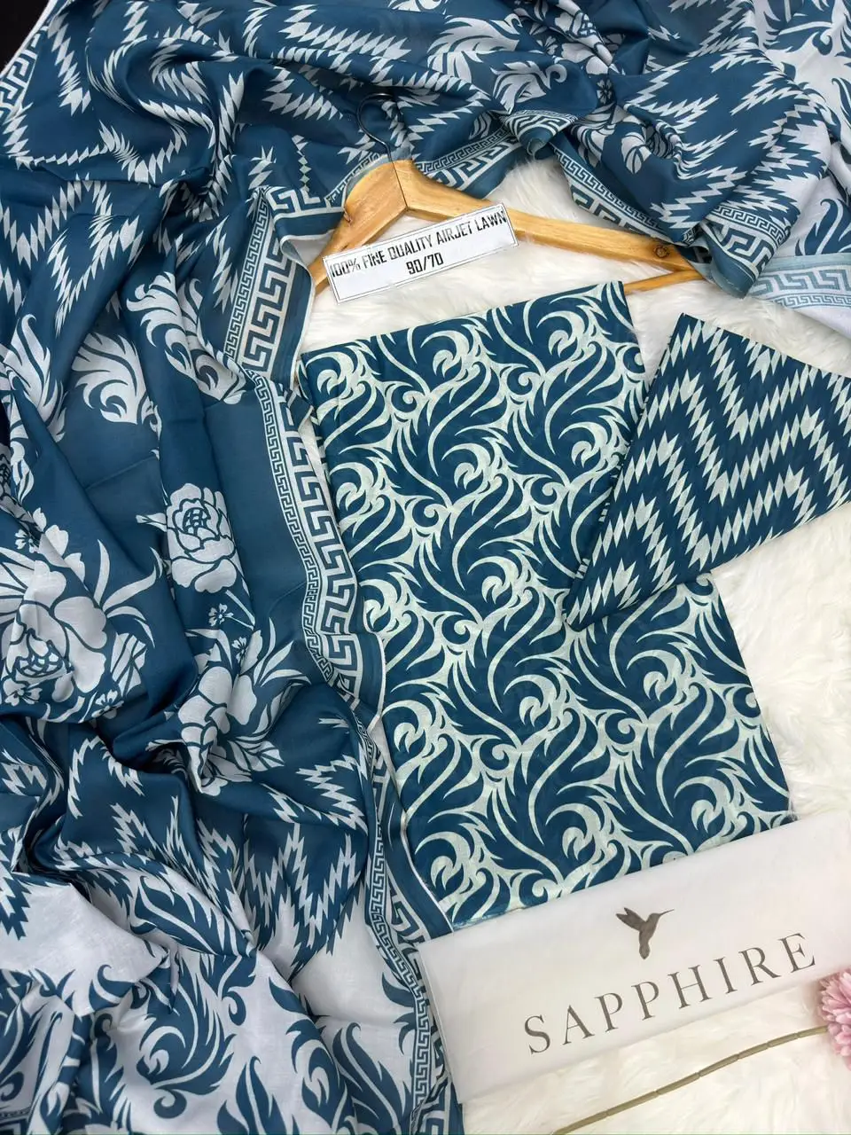 3 Pcs Women's Unstitched Digital Print Suit