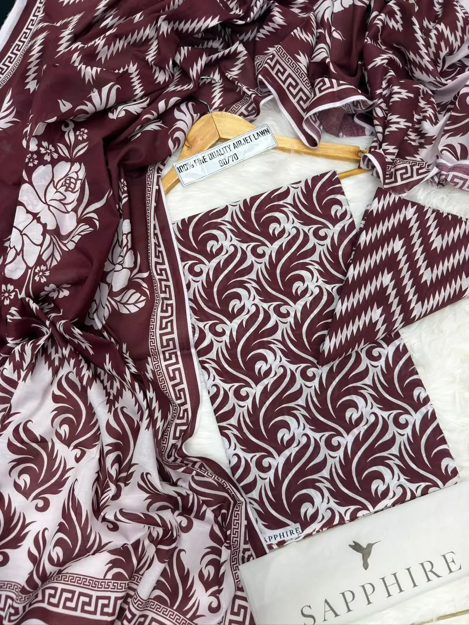 3 Pcs Women's Unstitched Digital Print Suit