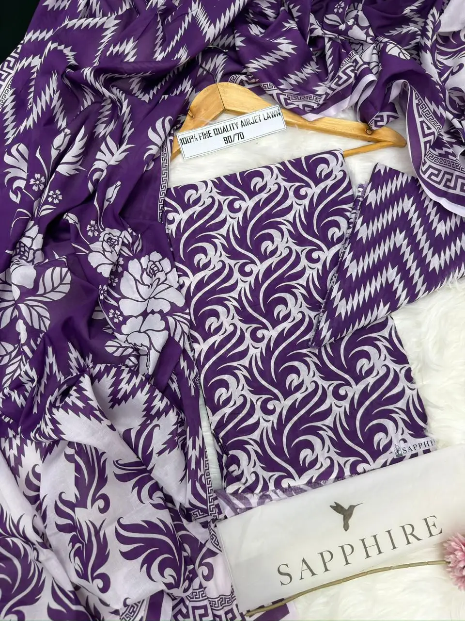 3 Pcs Women's Unstitched Digital Print Suit