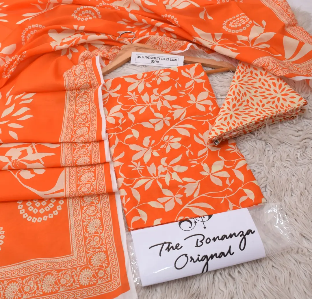 3 Pcs Women's Unstitched Digital Print Suit
