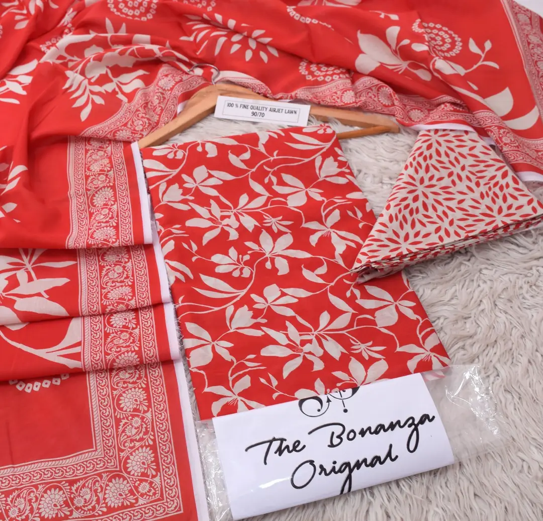 3 Pcs Women's Unstitched Digital Print Suit