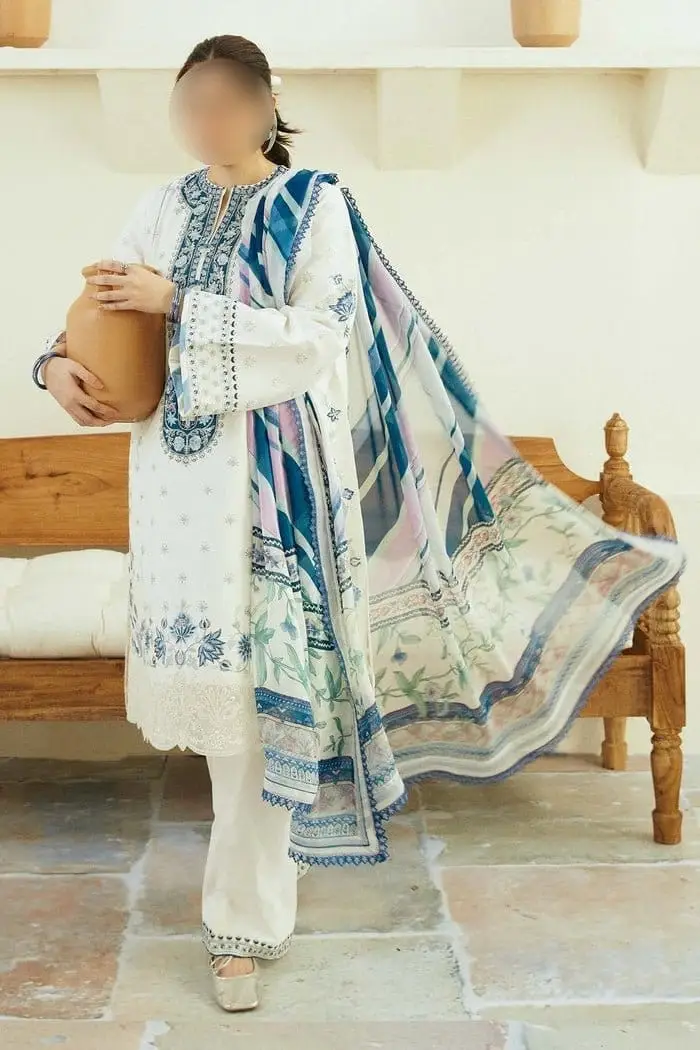 3 Pcs Women's Unstitched Embroidered Suit