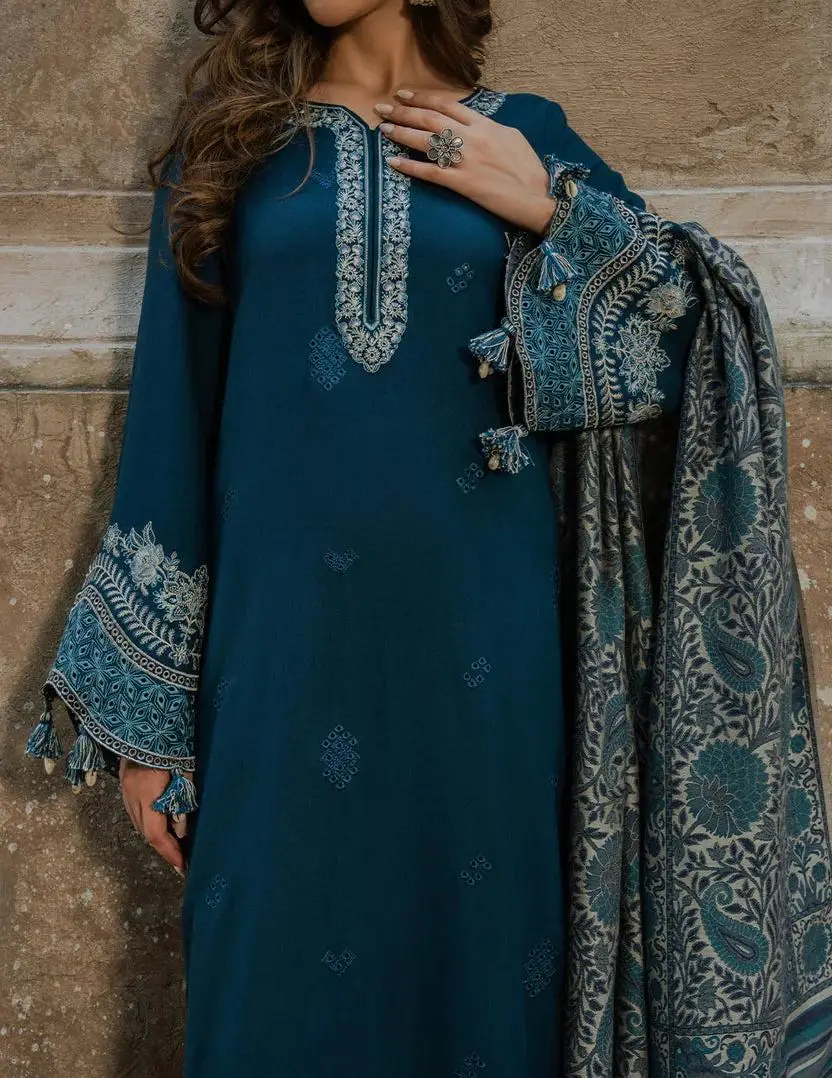 3 Pcs Women's Unstitched Embroidered Suit