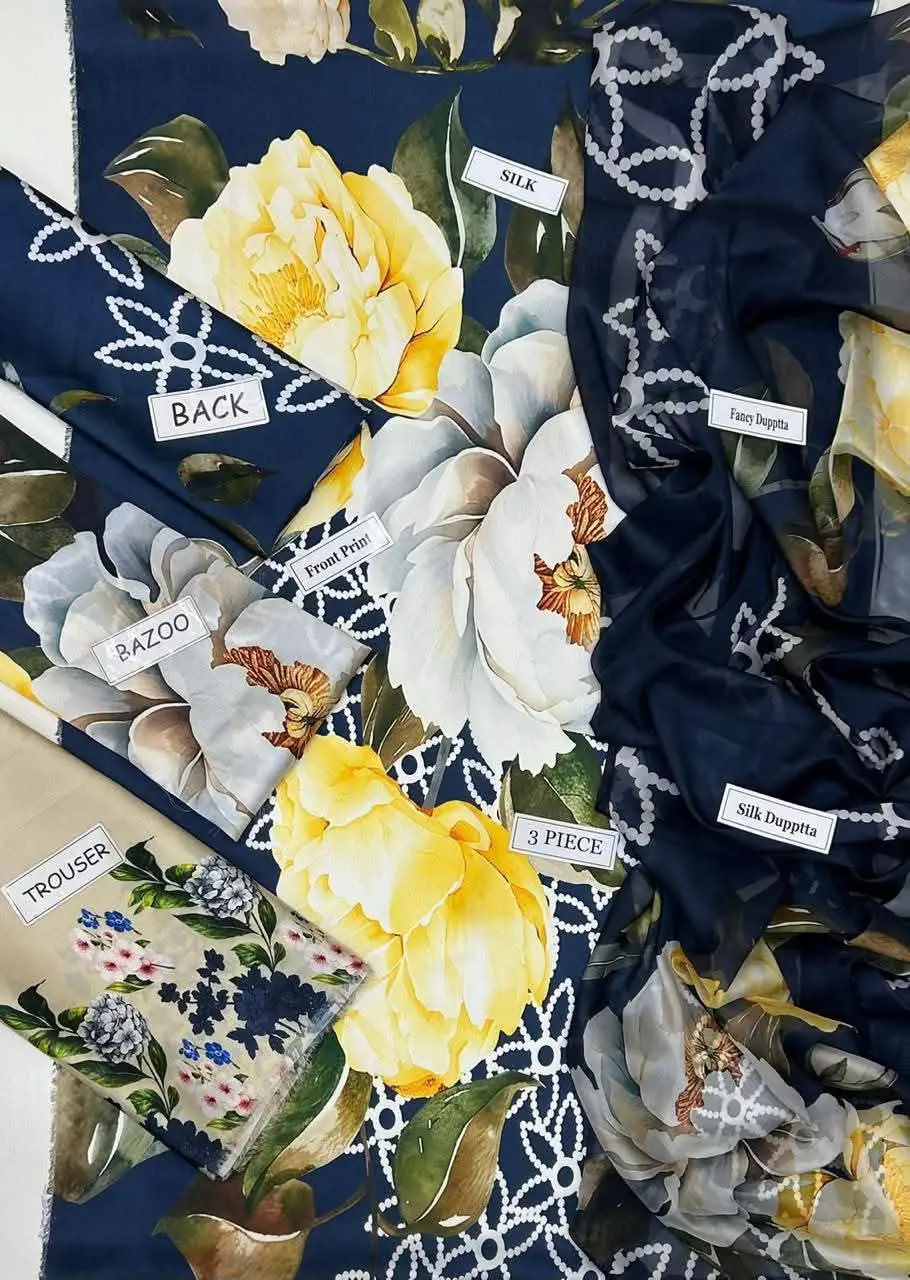 3 Pcs Women's Unstitched Printed Suit