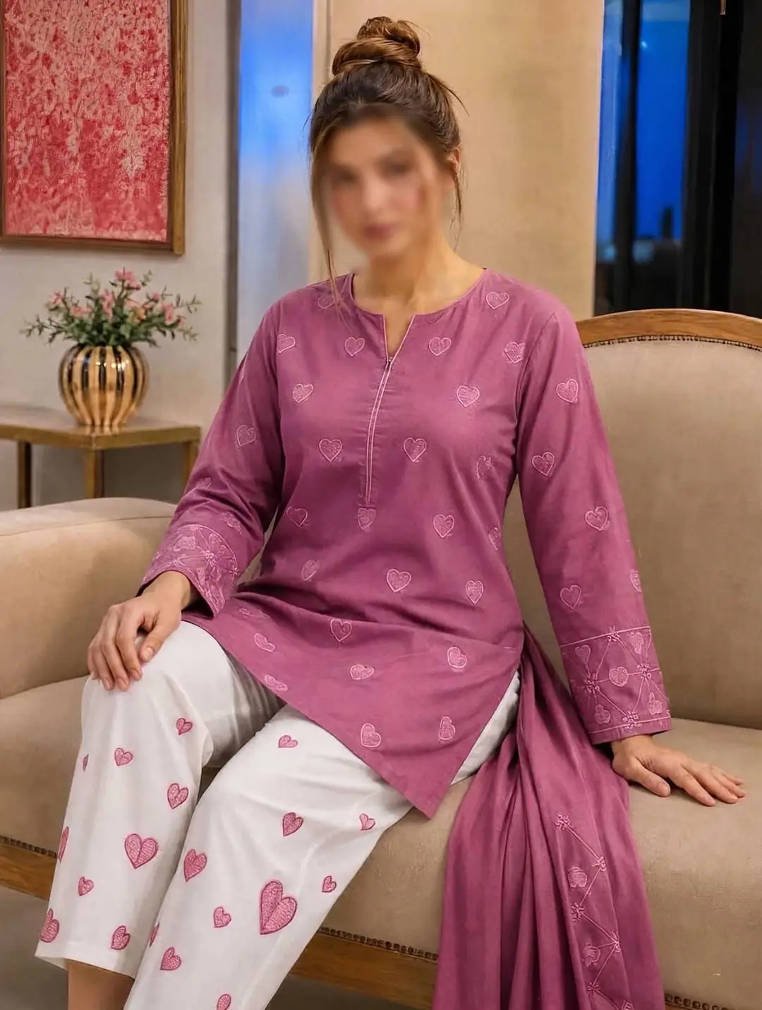 3 Pcs Women's Unstitched Embroidered Suit
