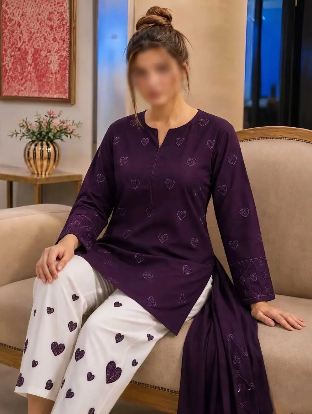 3 Pcs Women's Unstitched Embroidered Suit