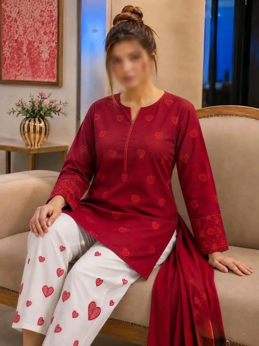 3 Pcs Women's Unstitched Embroidered Suit