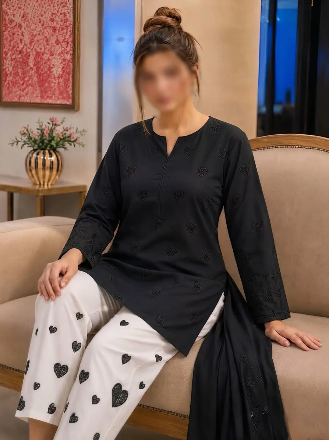 3 Pcs Women's Unstitched Embroidered Suit