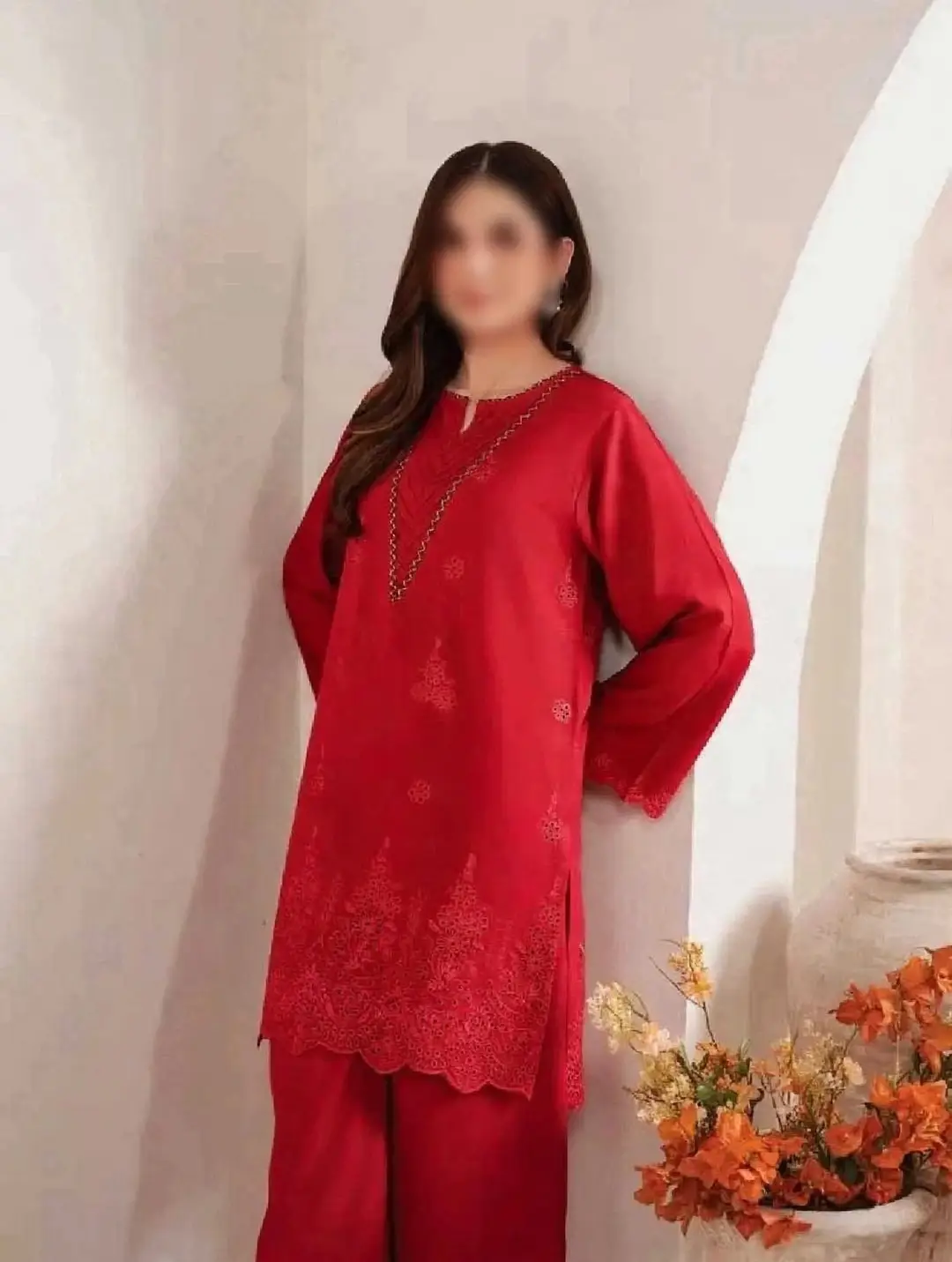 3 Pcs Women's Unstitched Chikankari Embroidered Suit