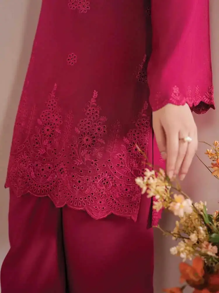 3 Pcs Women's Unstitched Chikankari Embroidered Suit