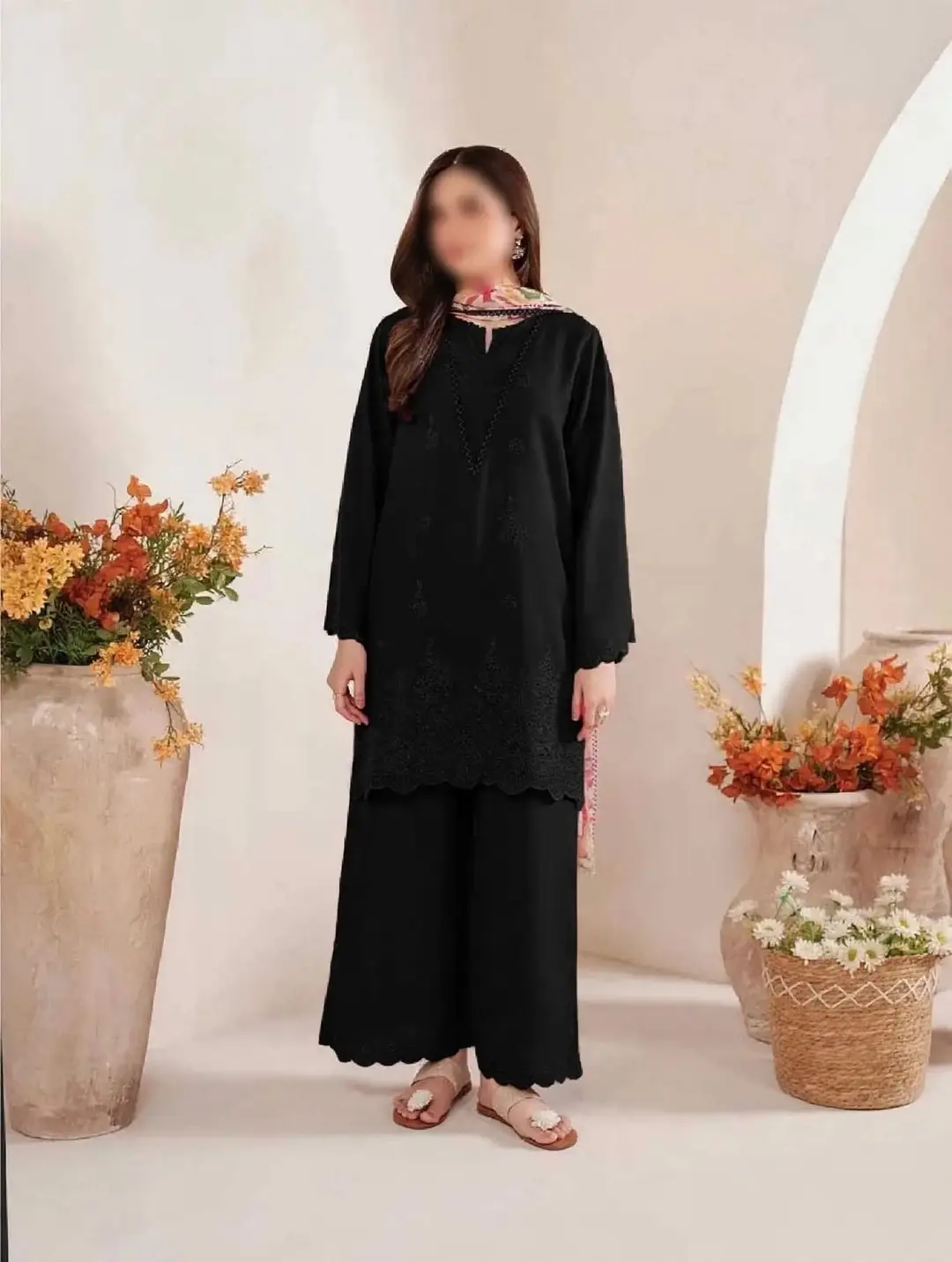 3 Pcs Women's Unstitched Chikankari Embroidered Suit