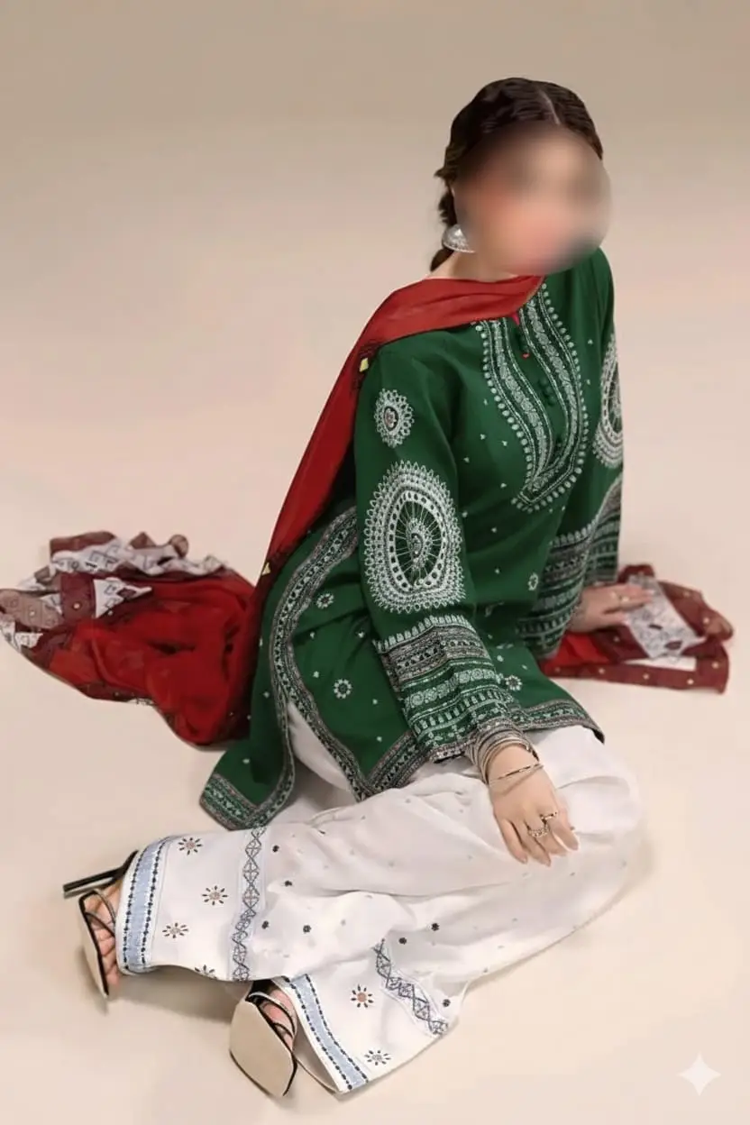 3 Pcs Women's Unstitched Embroidered Suit