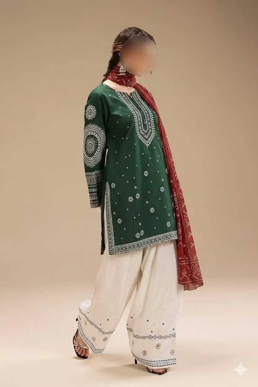 3 Pcs Women's Unstitched Embroidered Suit