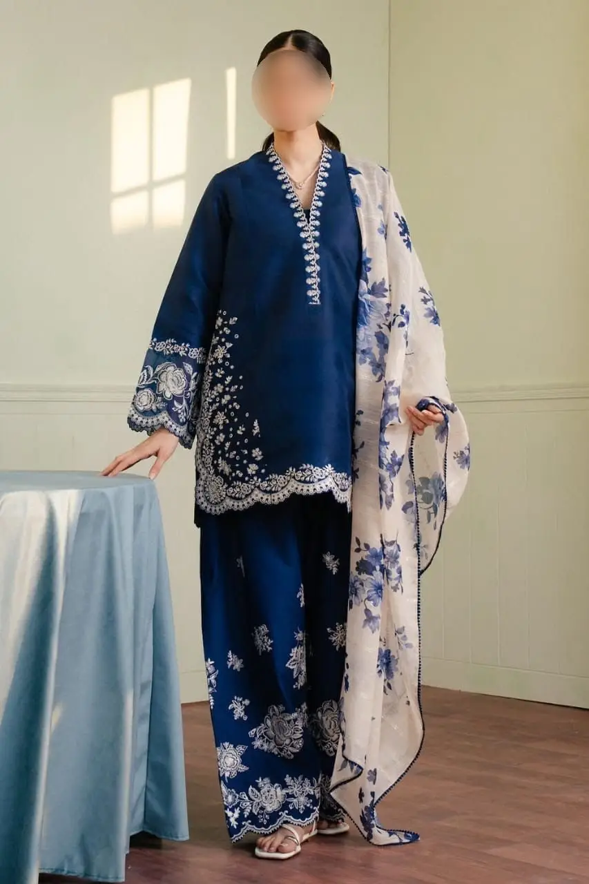 3 Pcs Women's Unstitched Embroidered Suit