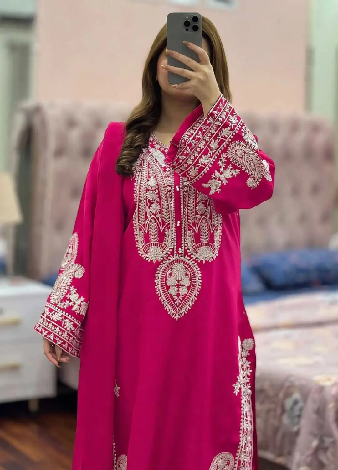 3 Pcs Women's Unstitched Embroidered Suit