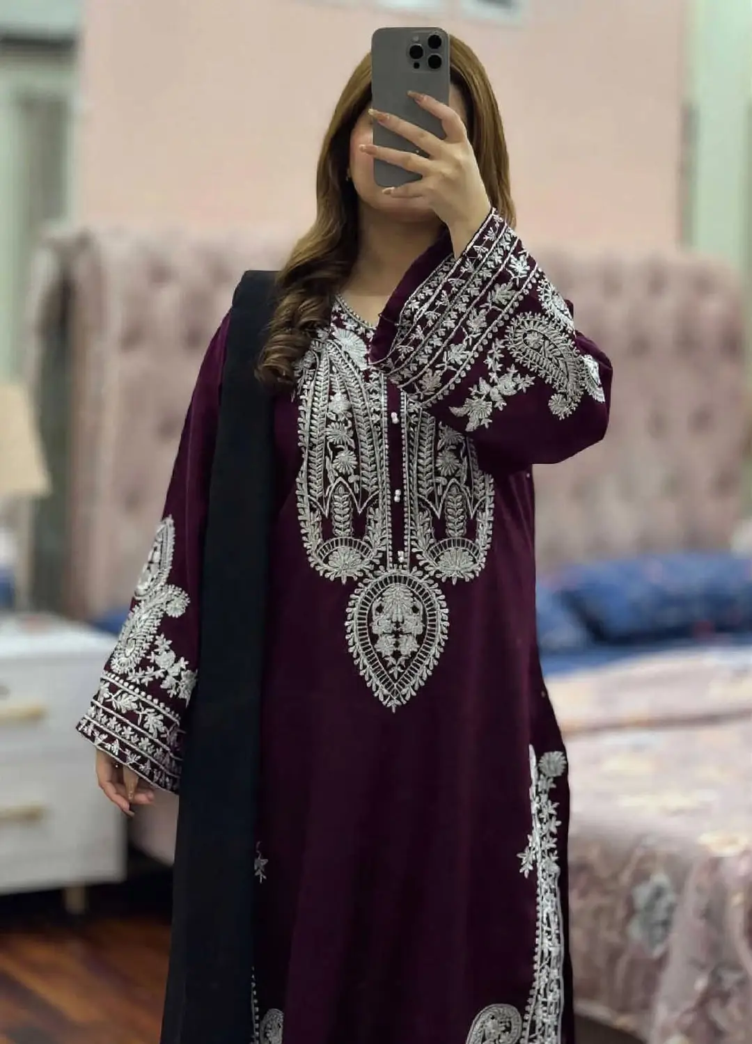 3 Pcs Women's Unstitched Embroidered Suit