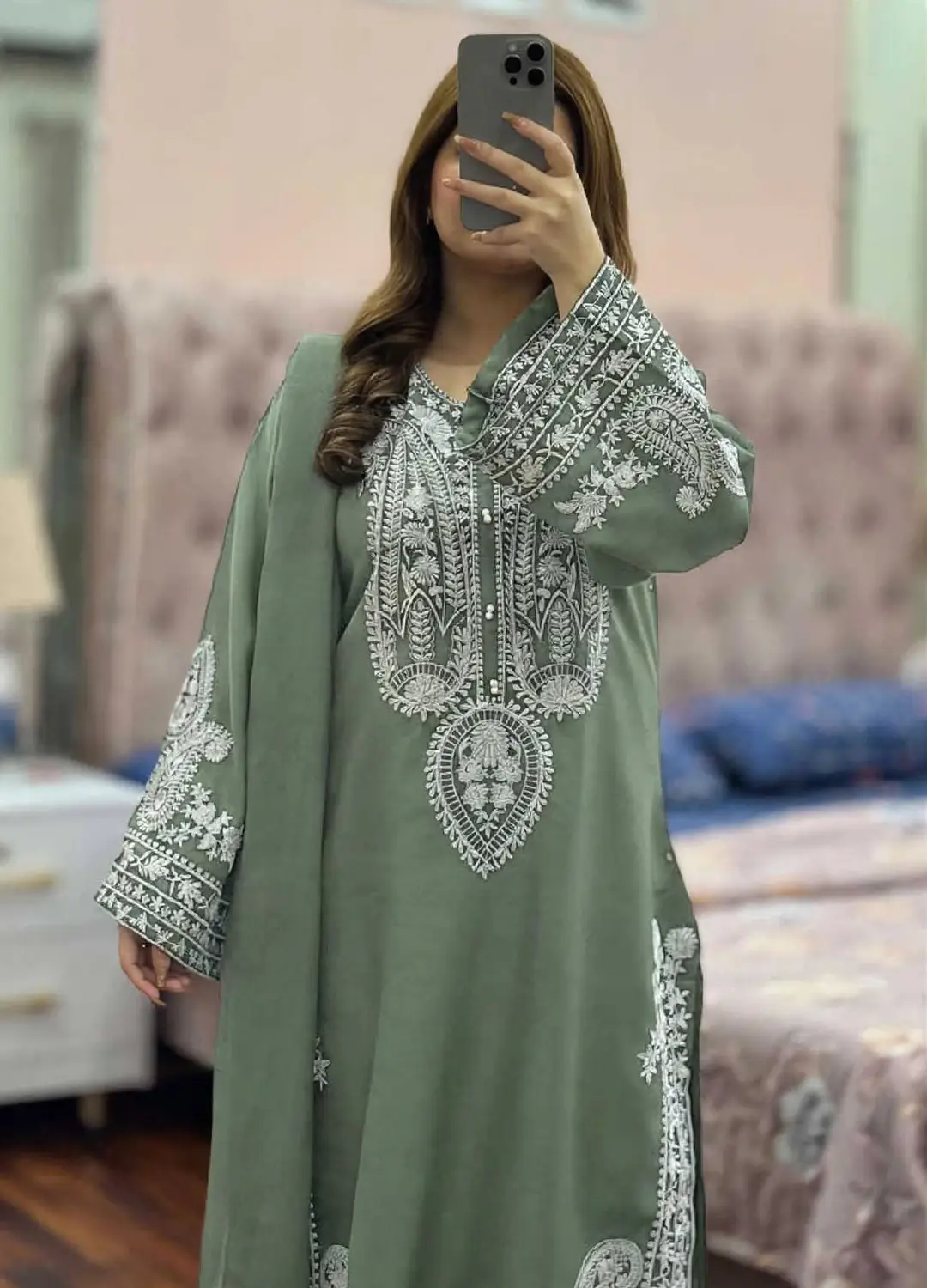 3 Pcs Women's Unstitched Embroidered Suit