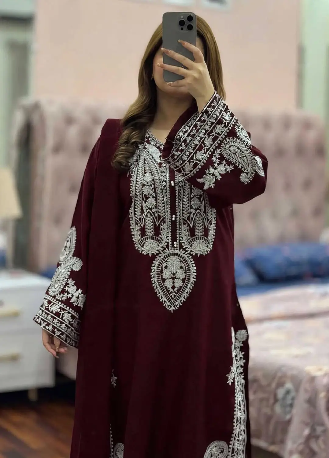 3 Pcs Women's Unstitched Embroidered Suit