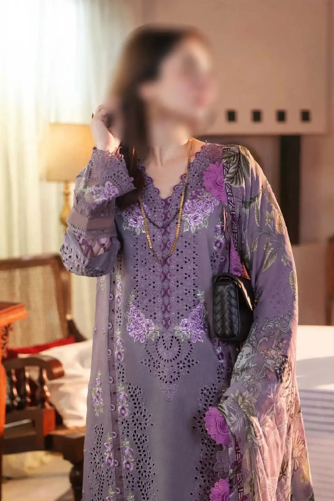 3 Pcs Women's Unstitched Embroidered Suit