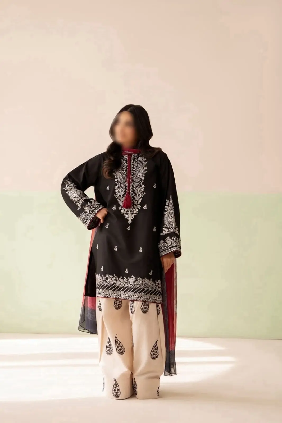 3 Pcs Women's Unstitched Embroidered Suit