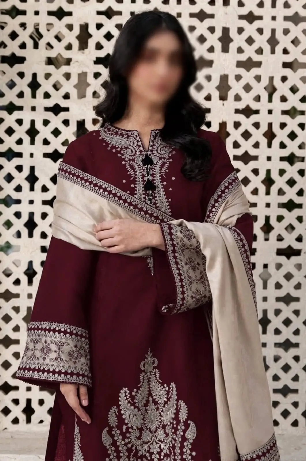 3 Pcs Women's Unstitched Embroidered Suit