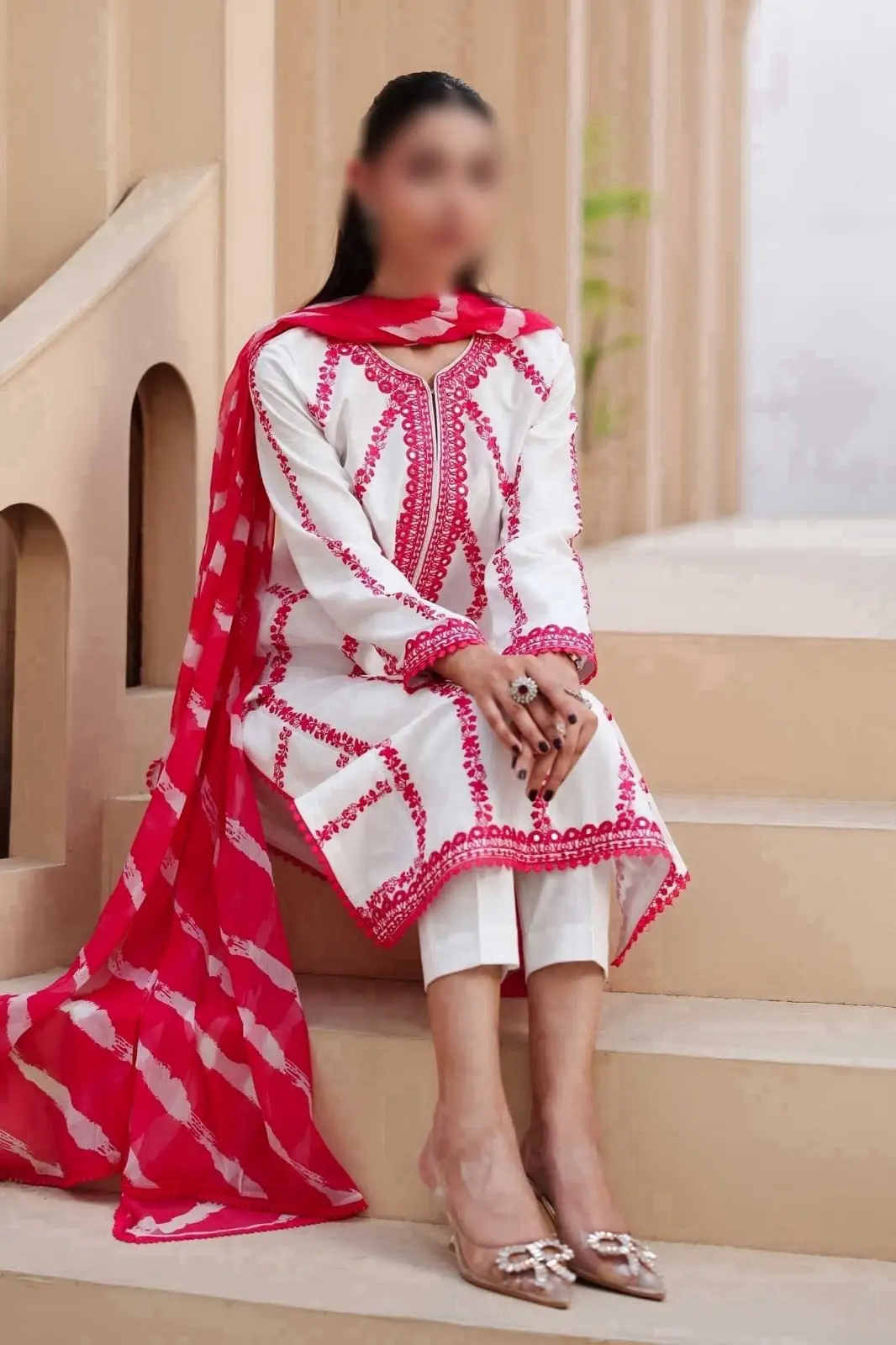 3 Pcs Women's Unstitched Embroidered Suit