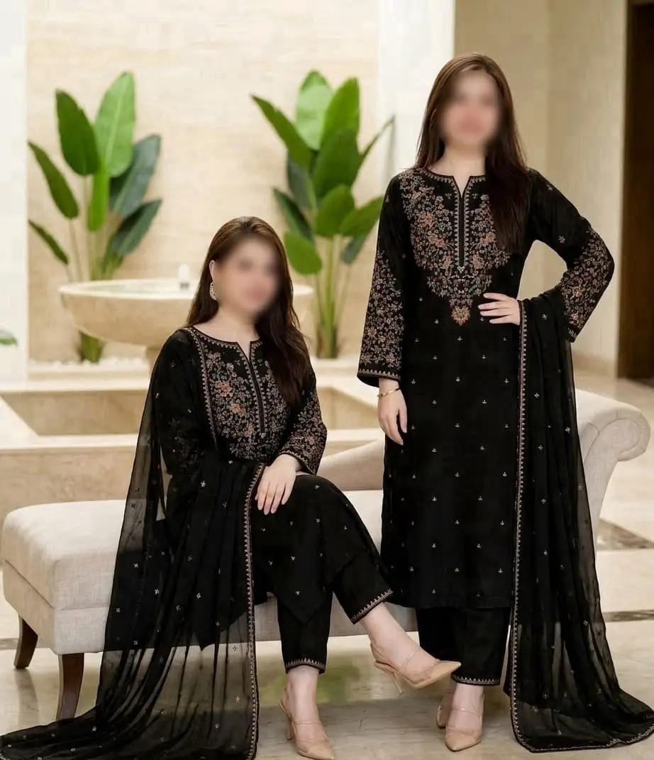 3 Pcs Women's Unstitched Embroidered Suit
