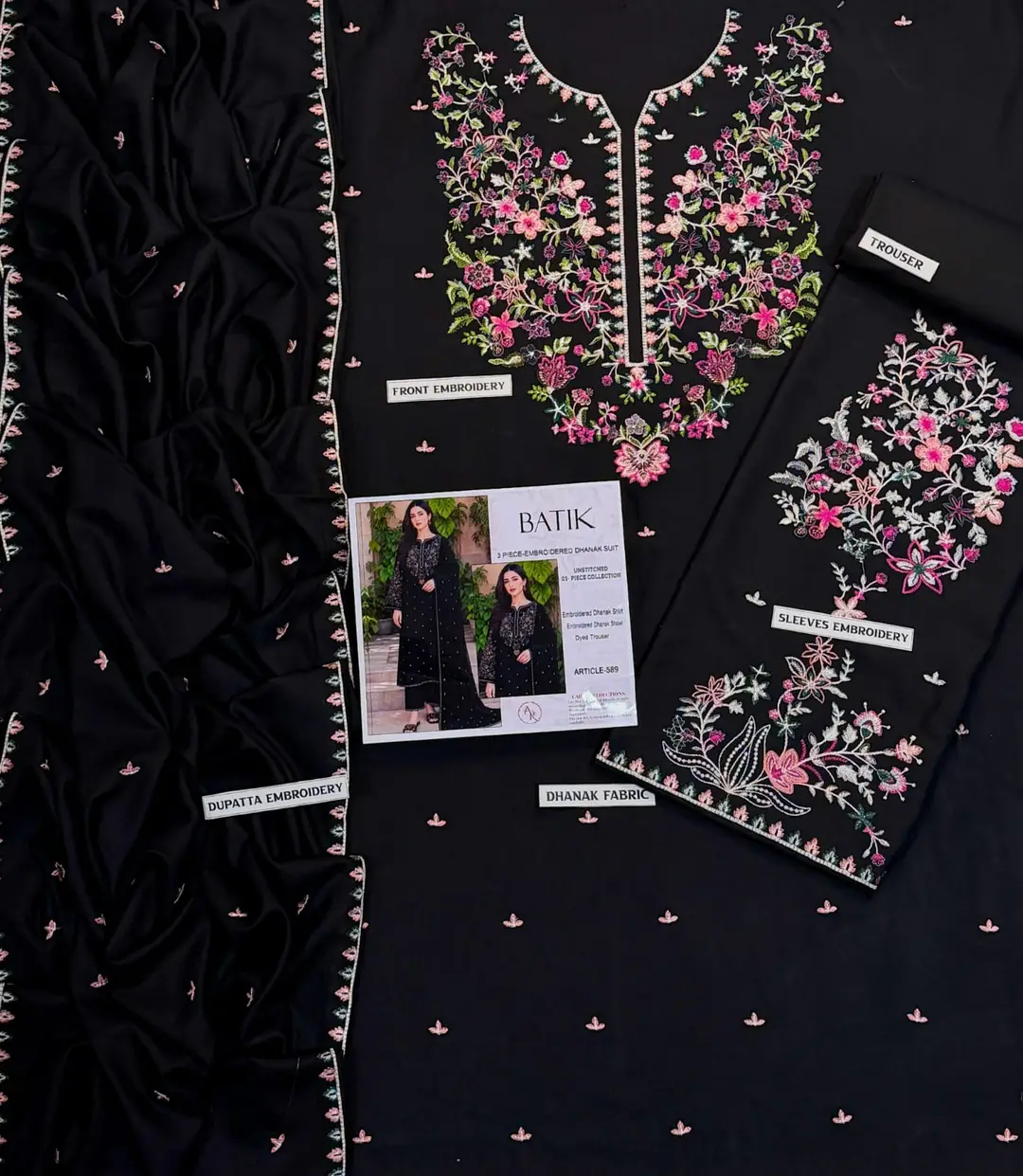 3 Pcs Women's Unstitched Embroidered Suit