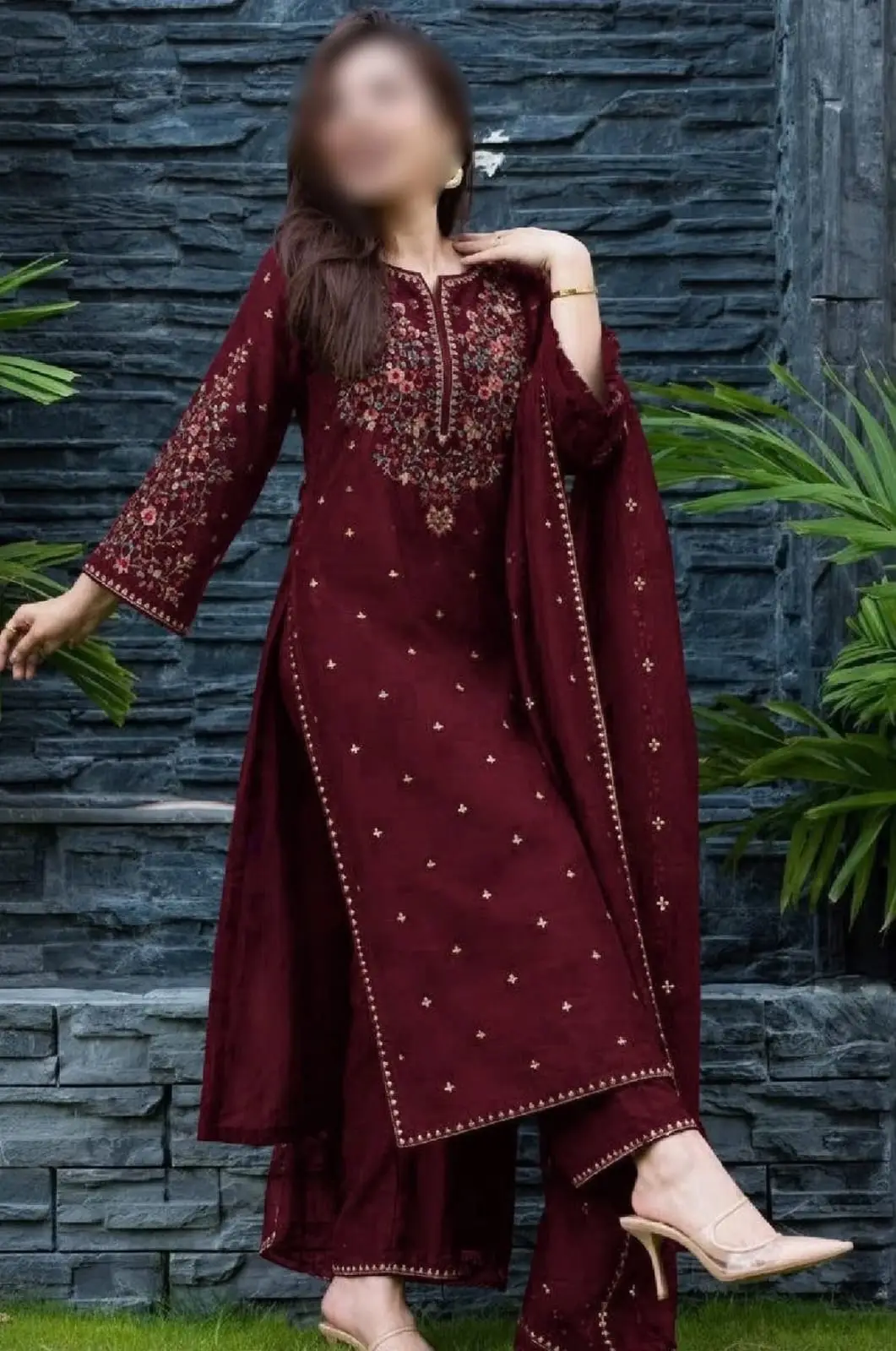 3 Pcs Women's Unstitched Embroidered Suit
