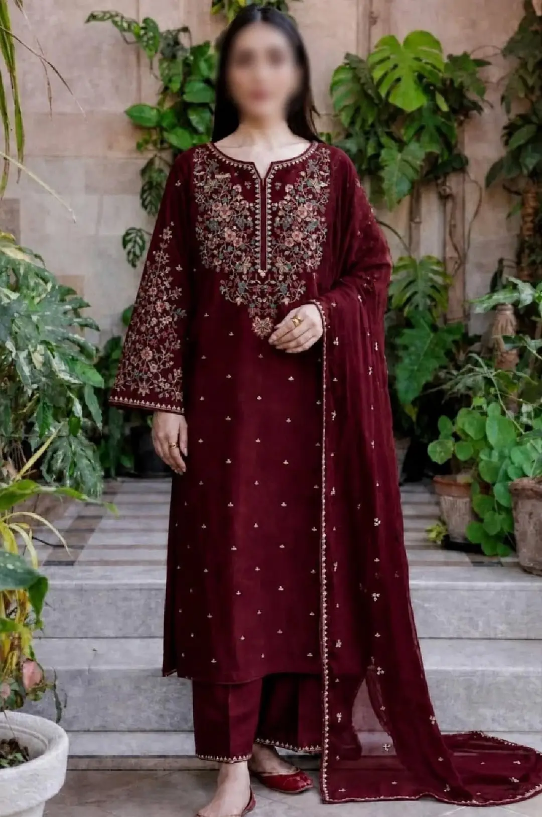 3 Pcs Women's Unstitched Embroidered Suit