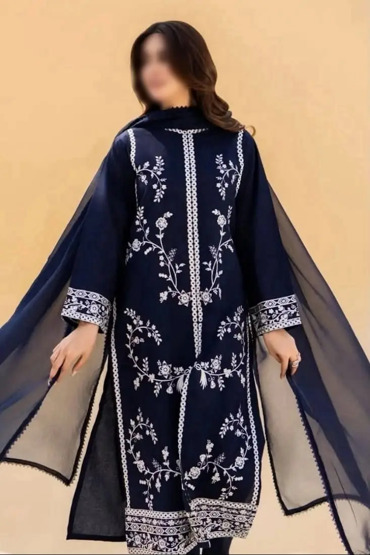 3 Pcs Women's Unstitched Embroidered Suit