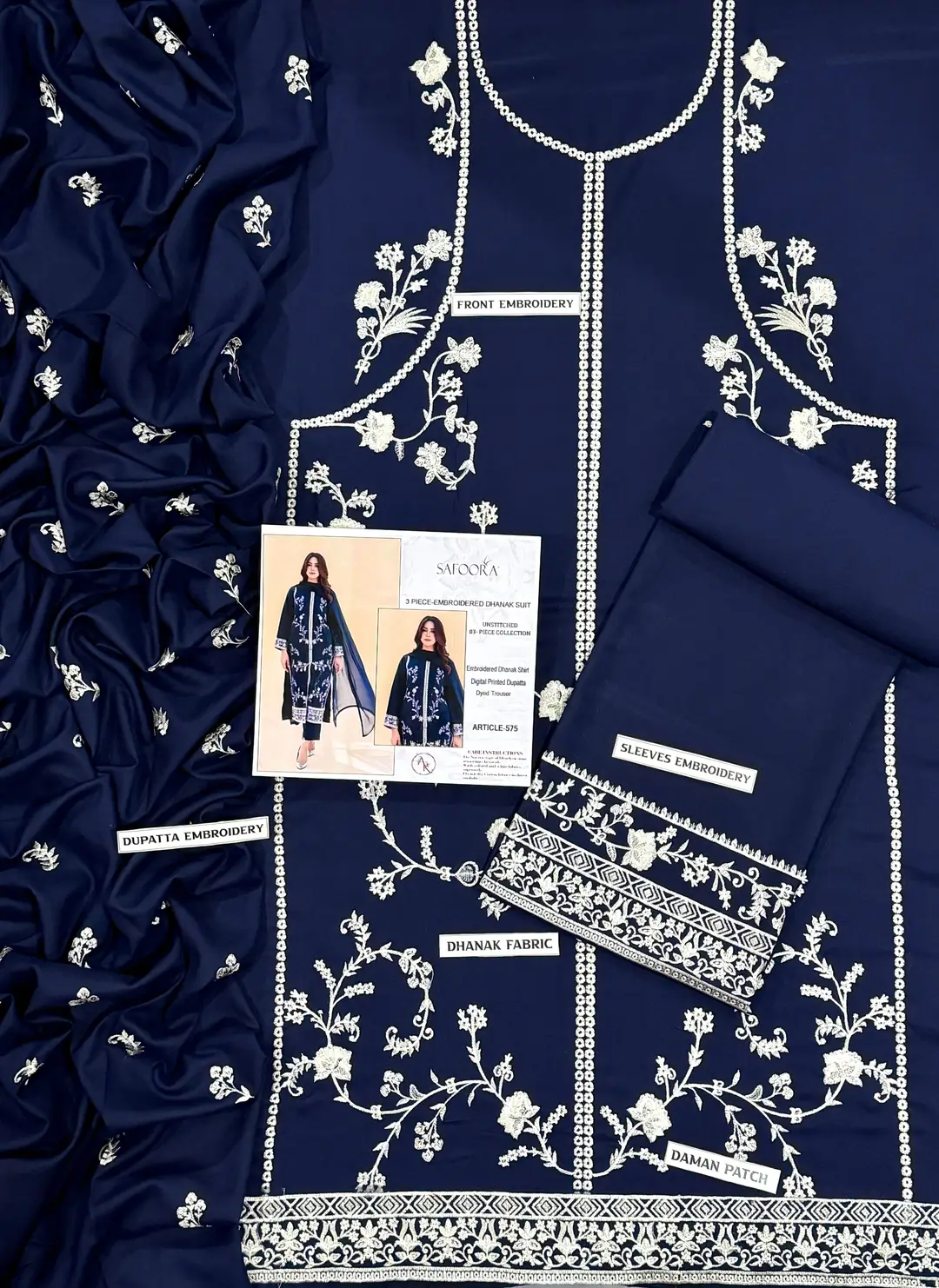 3 Pcs Women's Unstitched Embroidered Suit