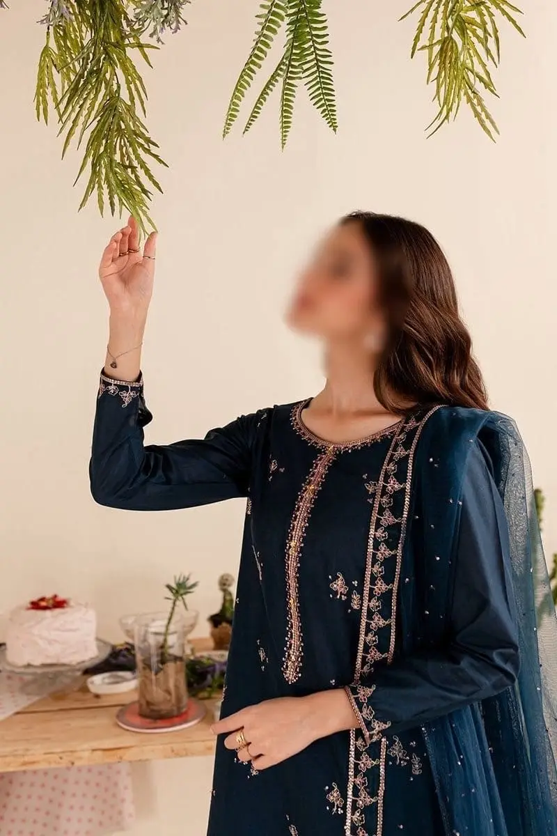 3 Pcs Women's Unstitched Embroidered Suit