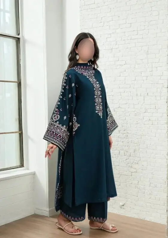 3 Pcs Women's Unstitched Embroidered Suit