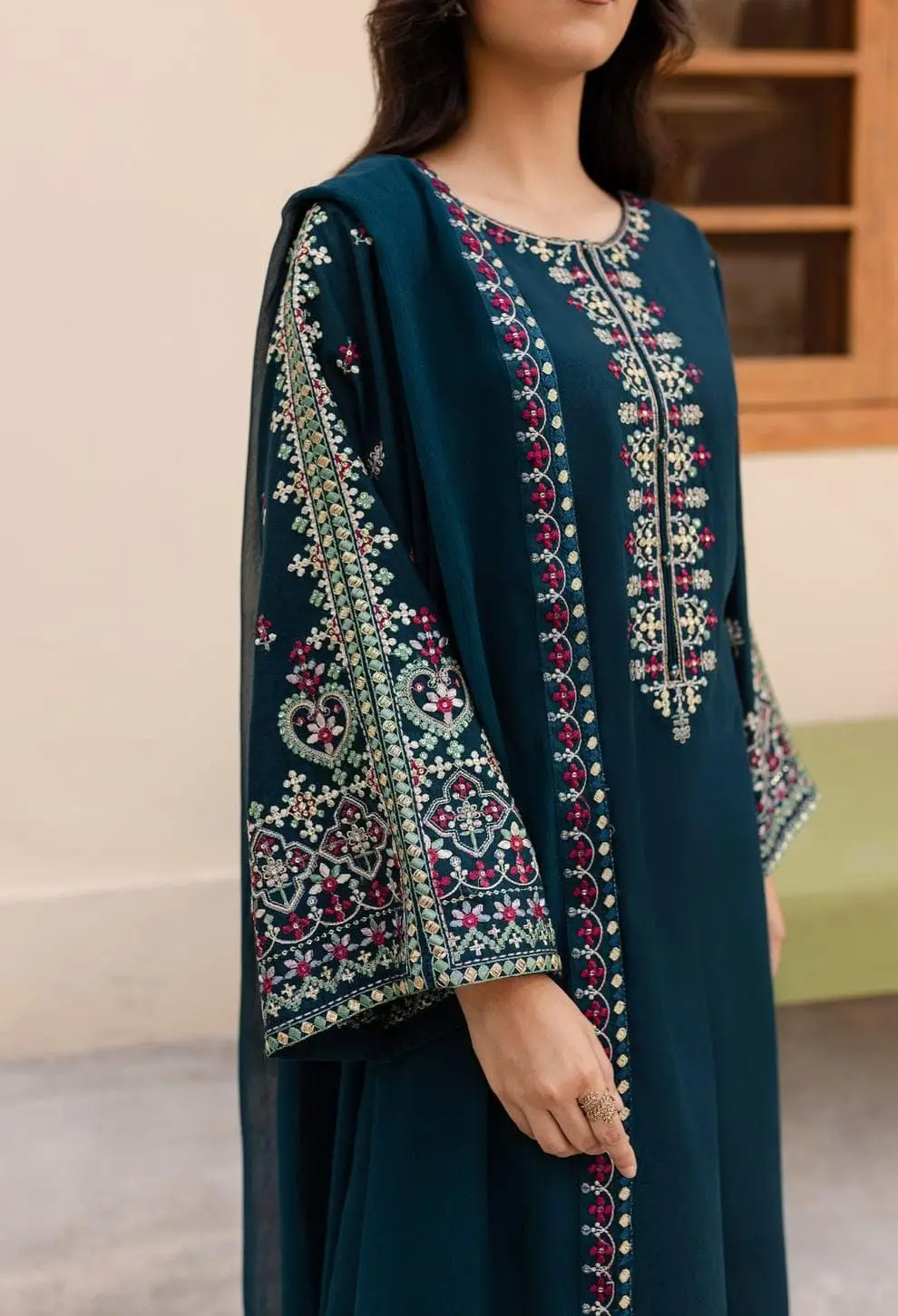 3 Pcs Women's Unstitched Embroidered Suit