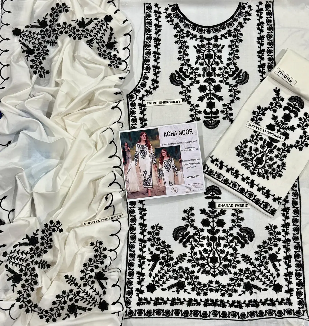 3 Pcs Women's Unstitched Embroidered Suit