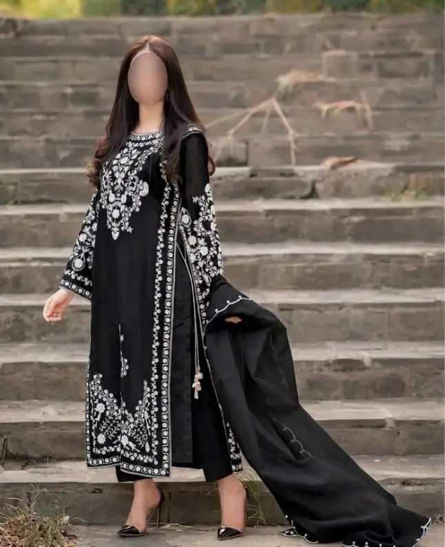 3 Pcs Women's Unstitched Embroidered Suit