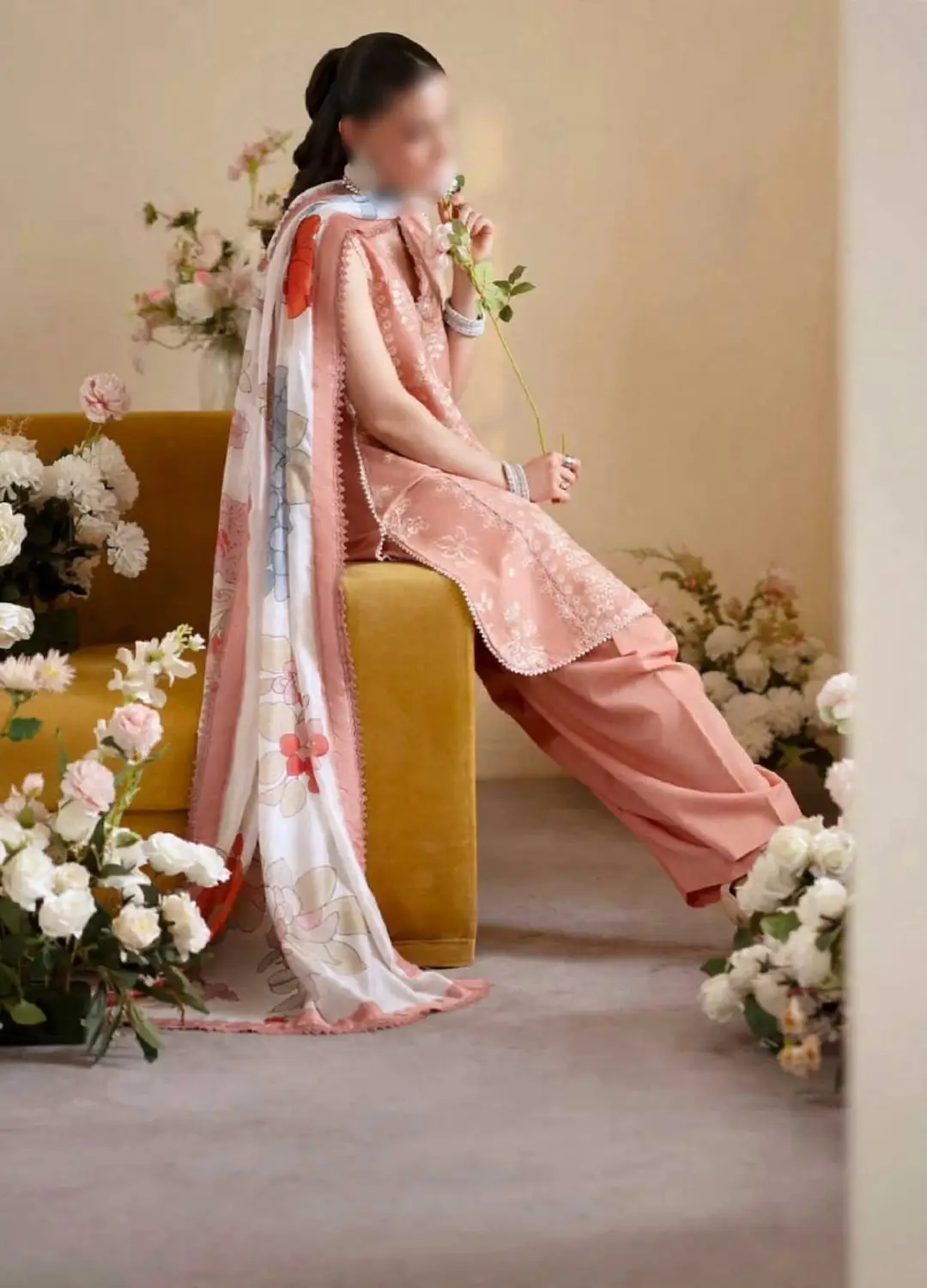 3 Pcs Women's Unstitched Embroidered Suit