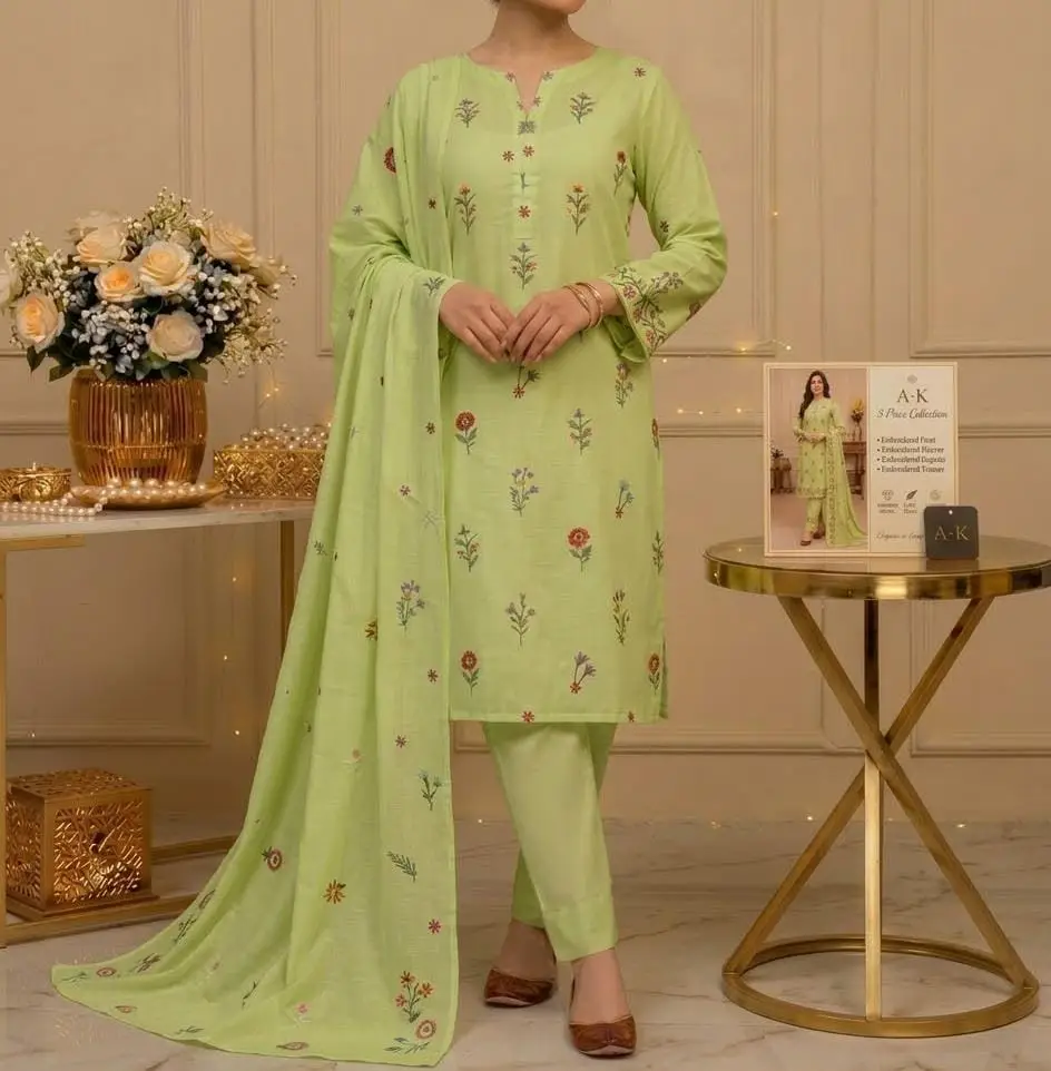 3 Pcs Women's Unstitched Embroidered Suit