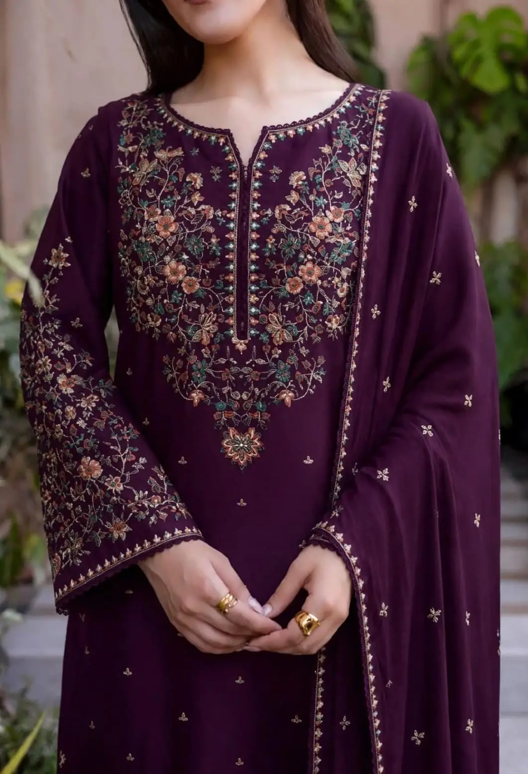 3 Pcs Women's Unstitched Embroidered Suit