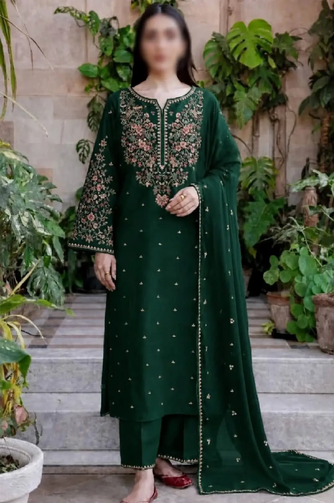 3 Pcs Women's Unstitched Embroidered Suit