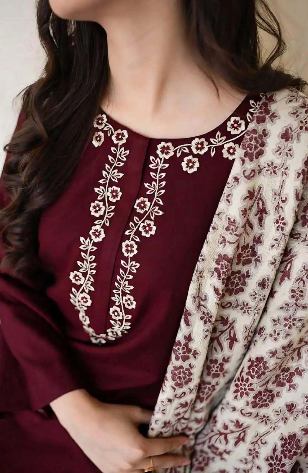 3 Pcs Women's Unstitched Embroidered Suit