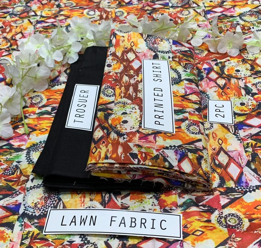 2 Pcs Women's Unstitched Lawn Digital Print Suit