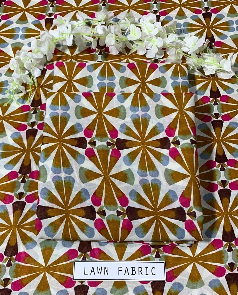 2 Pcs Women's Unstitched Lawn 3-D Block Printed Suit